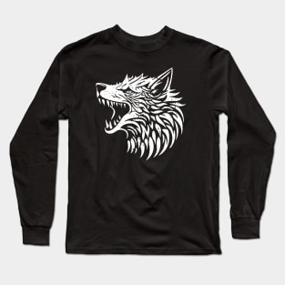 Minimalist Wolf Head - distressed Long Sleeve T-Shirt